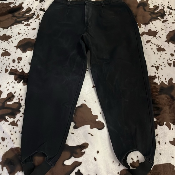 Black stirrup pants 16 flat front & back slim fit stretch retro 80s chic - Picture 2 of 5